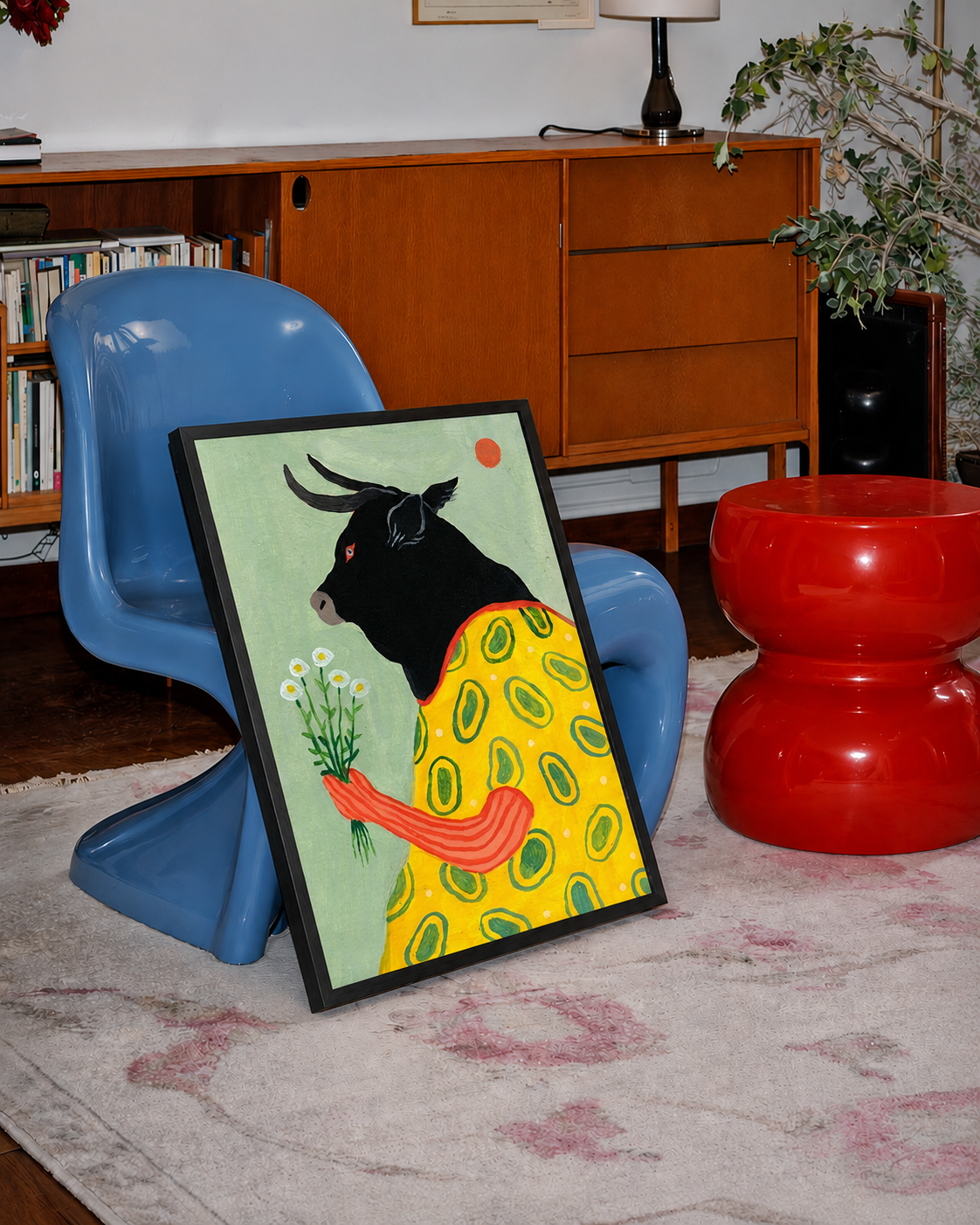 Floral Bull Art Frame