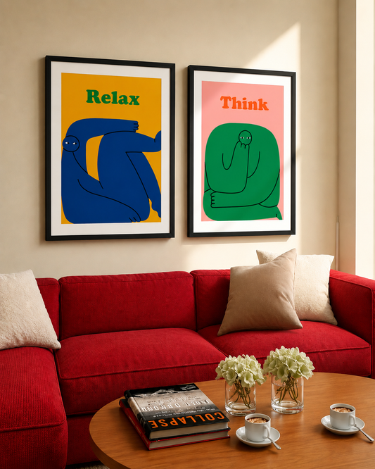 Relax & Think Framed Art Set – 2 Pieces
