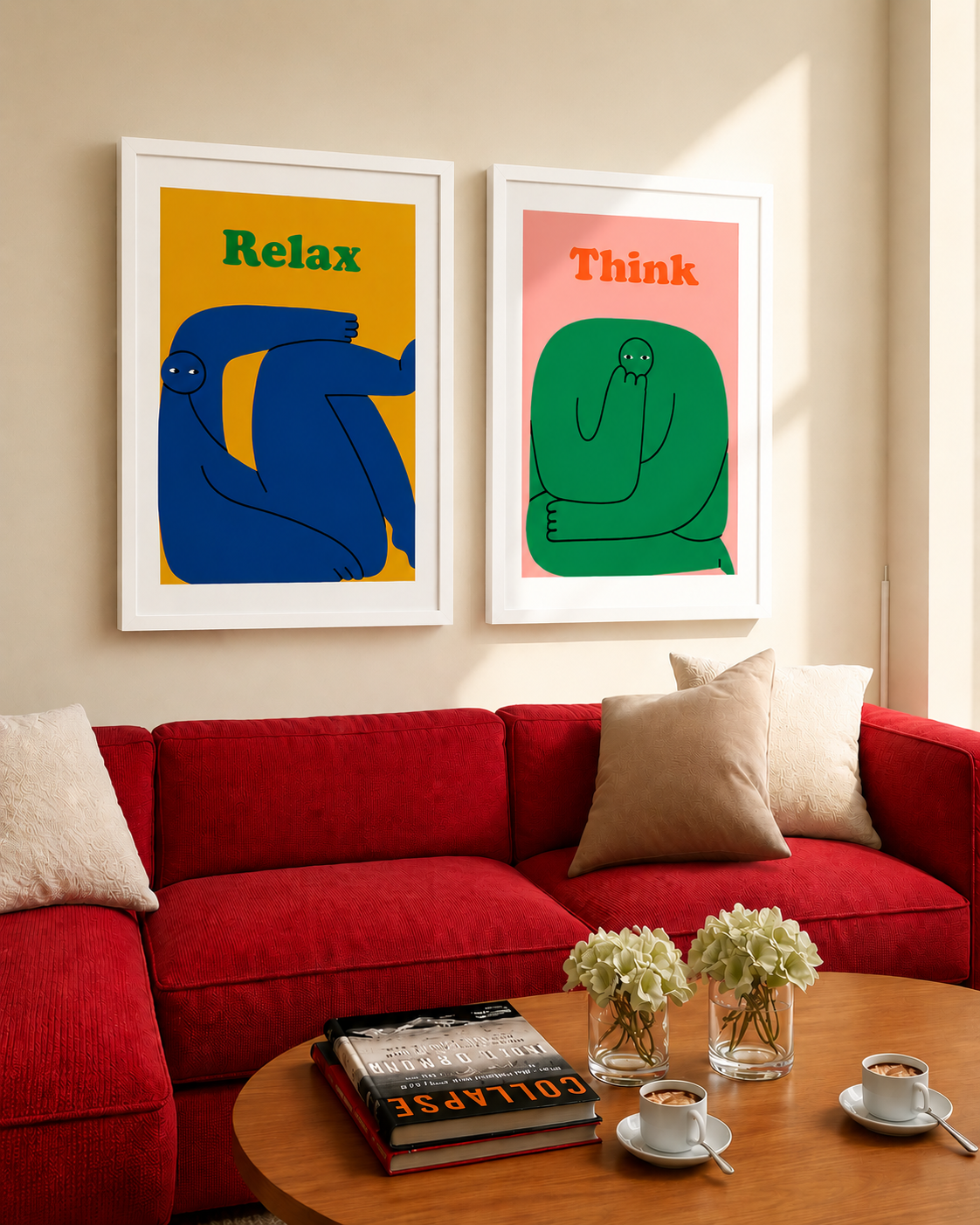 Relax & Think Framed Art Set – 2 Pieces